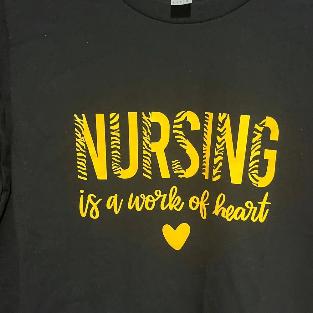 Black Nursing T-Shirt with Yellow Print - Picture 3 of 4
